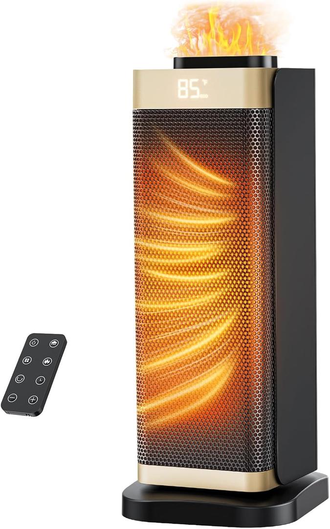 Space Heaters for Indoor Use, Staholz Portable Space Heater with Humidifier/Ambient Light, Family-Safe Electric Heaters with Thermostat,12H Timer,70 Oscillation,Ultra-Quiet for Home Office(GD)