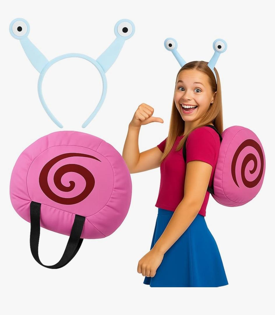 Mepase 2 Pcs Halloween Snail Costumes Cartoon Snail Cosplay Include Headband Shell Backpack Accessories for Adults Teen Halloween Masquerade Party Unisex