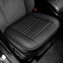 1 Pack Car Seat Cover PU Leather Front Seat Covers Auto Bottom Seat Cushion Cover with Storage Pocket Bamboo Charcoal Pad for Cars Vehicles,Automotive,SUV,Truck (edge wrapping, Black)