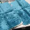 MIULEE Set of 2 Non Slip Shaggy Bathroom Rugs Extra Thick Soft Bath Mats Plush Microfiber Absorbent Water for Tub Shower Machine Washable (Teal, 16x24 inches)