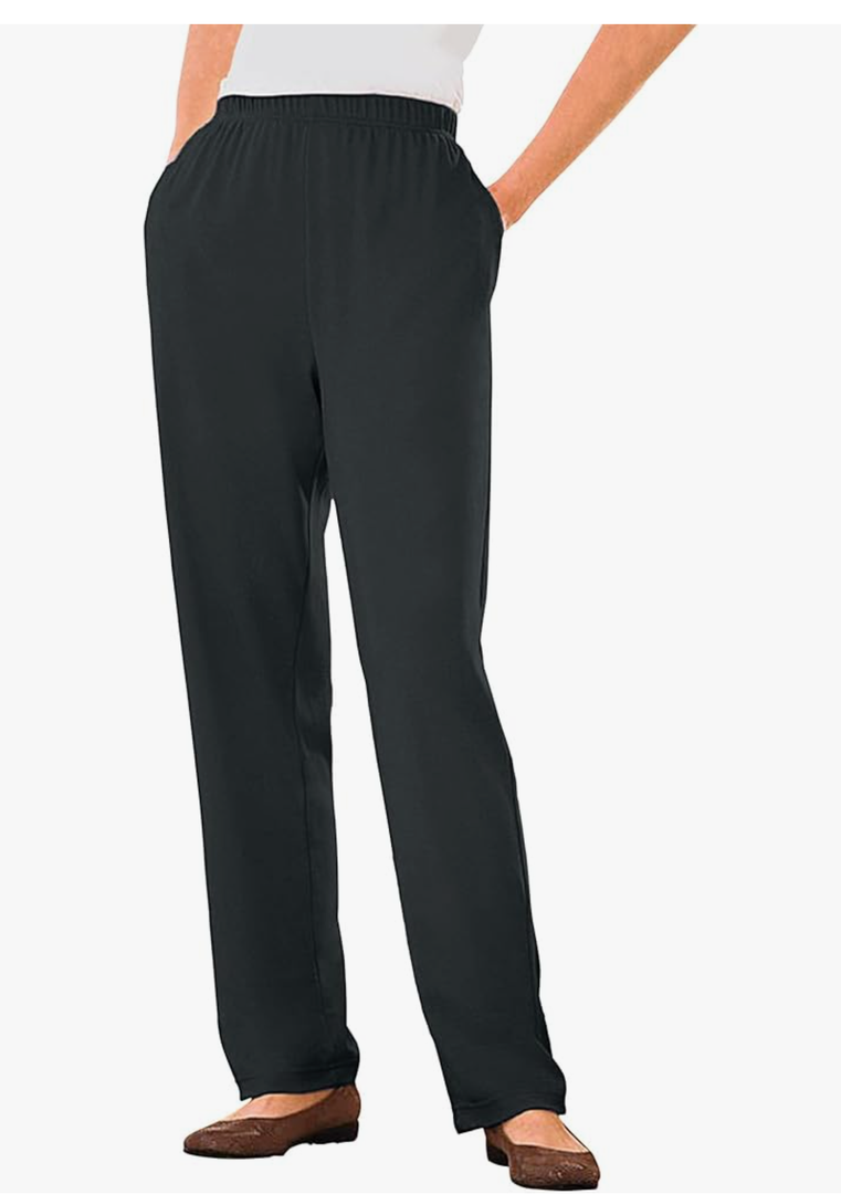 Woman Within Plus Size 7-Day Knit Straight Leg Pant Stretch Elastic Waist Petite & Tall 30w