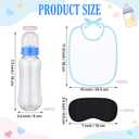 Leinuosen 24 Pcs Baby Shower Blindfold Feeding Game Set Include 6 Plastic Chug Bottles 6 Bib and 12 Eye Mask Blindfold Baby Feeding Bottle Chug Game for Adult Gender Reveal Party Supplies(Blue)