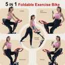 BARWING Stationary Exercise Bike for Home Workout, 5 IN 1 Foldable Indoor Cycling Bike for Seniors, 350LB Capacity, 16-Level Magnetic Resistance, Seat Backrest Adjustments