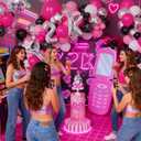 Y2K 2000S Party Decorations, 135Pcs Hot Pink Black Hip Hop Balloons Arch Garland Kit with Explosion Star Butterfly Foil Balloons for Back to the Early 2000s Pink Birthday Room Decor