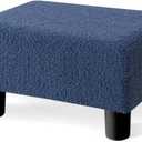 BRIAN & DANY Small Foot Stool Ottoman, Footstool with Legs, Teddy Velvet Foot Rest for Living Room, Bedroom and Office, Blue
