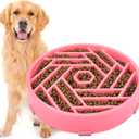 TOBYTO Slow Feeder Dog Bowls Large Medium Breed,Anti-Choking Slow Eating Dog Food Bowl,Non Slip Pet Slower Food Feeding Bowls Large Puzzle Slow Feeder Bloat Stop Maze Dog Dishes,Pink