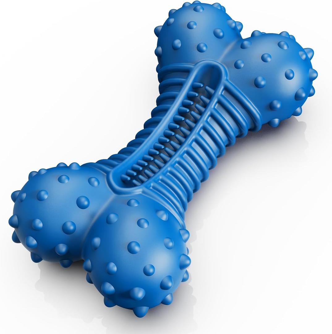 Dog Toys for Aggressive Chewers, Indestructible Chew Toys for Medium Large Dogs,Durable Rubber Dog Bones with Beef Flavor, Tough Dental Toy for Boredom Relief (blue-1)