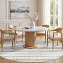 Tortania 8' Round Area Rug Living Room Rugs - Washable Large Soft Neutral Boho Moroccan Bohemian Farmhouse Rug Indoor Floor Carpet for Bedroom Under Dining Table Home Office Decor - Cream/Brown