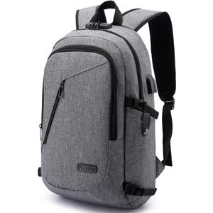 WENIG Laptop Backpack, Business Travel Anti Theft Backpack for Men Women with USB Charging Port, Slim Durable Water Resistant Computer Backpack Fits 15.6 Inch Laptop Notebook, Grey
