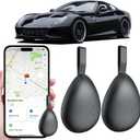 Mini GPS Tracker for Vehicles, Tracking Devices for Cars Hidden, No Subscription Car Tracker Work with Find My (iOS Only), Vehicle Tracker with Audio for Kids, Dogs, Key, Luggage, Bag (Black, 2 Pack)