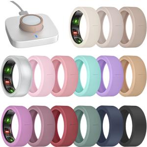 BandRain 15 Pack Ultra-Thin Ring Covers Compatible with Oura Ring Gen 4/ 4 Ceramic/ 3 Cover, Anti-Scratch Silicone Protector Accessories for ULTRAHUMAN AIR/ RingConn Gen 2/ Gen 2 Air for Women Men