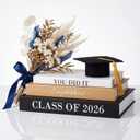 Threehoney 3 Pcs Graduation Table Centerpieces Class of 2026, Graduation Book Centerpiece Congratulate Grad Decoration Decorative Book Storage Box Table Home Party Decor(Black, White, and Yellow)