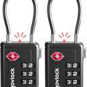 TSA Approved Luggage Locks | Inspection Indicator, 4-Digit Combination, Durable Zinc Alloy | for Suitcases, Backpacks, Travel Bags | Black, 2-Pack