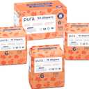 Pura Size 6 Eco-Friendly Diapers (29+ lbs) Hypoallergenic, Soft Organic Cotton, Sustainable, up to 12 Hours Leak Protection, Allergy UK, Recyclable Paper Packaging, 18 Count (Pack of 3) (54 Diapers)