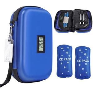 Pulnimus Insulin Cooler Travel Case - TSA Approved Insulin Travel Case with Thermometer Temperature Display - Insulin Travel Cooler with 2 Reusable Ice Packs