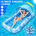 [2025 New Upgraded] Pool Floats Adult - Inflatable Pool Float with Canopy, Pool Floats Adult Heavy Duty, Cooling Water Floaties with Backrest & Cup Holder for River Lake Floats Inflatable Pool Floatie