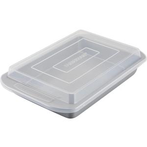 Farberware Nonstick Bakeware Baking Pan With Lid / Nonstick Cake Pan With Lid, Rectangle - 9 Inch x 13 Inch, Gray