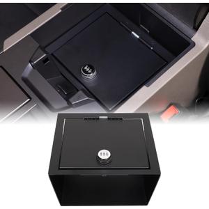 Yinanlutos Center Console Armrest Safe Lock Box Compatible with Hummer EV 2024 2025 Accessories Carbon Steel Center Console Armrest Storage Box with 3 Digit Password Black 1Pcs