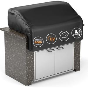 Grisun 39 Inch Built-in Grill Cover for Weber and KitchenAid Built in Gas Grills, Bull Outdoor Kitchen & Grill Head Cover, Heavy Duty Waterproof BBQ Grill Cover with Handle, Black