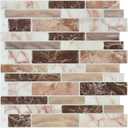 Art3d Peel and Stick Brick Kitchen Backsplash Self-Adhesive Wall Tile Stone Design, 10 Sheets (Brown)