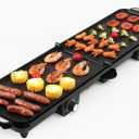 Electric Griddle Indoor, 1600W Large Flat Top Grill with 17.5" x 9" Nonstick Plates, 2 Cooking Zone with Adjustable Temp, Pancake Egg Maker with Drip Tray, Indicator Light