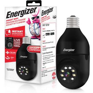 Energizer Connect Smart 1080p HD Outdoor Security Socket Camera with Siren Alarm, Remote Access, Motion Alerts, 2 Way Audio and Night Vision, 2.4GHz Wi-Fi, Black Energizer Connect Smart 1080p HD Outdoor Security Socket Camera with Siren Alarm, Remote Access, Motion Alerts, 2 Way Audio and Night Vision, 2.4GHz Wi-Fi, Black