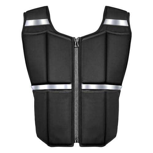Adjustable Weighted Vest for Men Rucking Vests for Women Walking with Zipper/16pcs Silicone Weights, Strength Training Workout Vest for Running GYM Home, Removable Reflective Strips