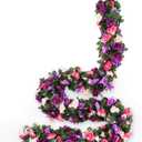 Miracliy 8 Pack 65 FT Flower Garland Decorations Plastic Artificial Flowers for Wedding Decoration Photo Booth Backdrop (Pink&purple)