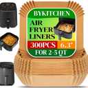 BYKITCHEN 300PCS Small Air Fryer Disposable Liners for 2 to 5QT Airfryer, Square Mini Air Fryer Parchment Paper Liners, Compatible with CHEFMAN 2 QT/ 4 QT, Cosori 2.1QT, Instant Pot Vortex 4Qt& More