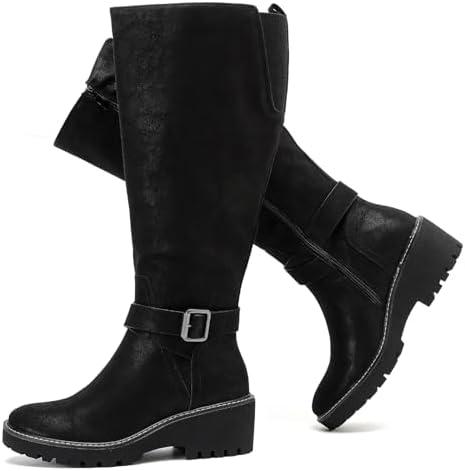 Luoika Women's Extra Wide Calf Knee High Boots, Wide Width Slouchy Knee-High Boots. 9.5WW