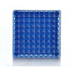 Cryogenic Storage Box - Polycarbonate Freezer Boxes,Blue/81 Place, for Storing 1.5-2.0 mL Cryotubes (Pack of 1)