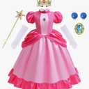 Girls Dress Cosplay Costume for Toddler Kids, Pink Birthday Party Halloween Carnival Stage Outfit 4-6 Y