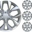 17" Universal Silver Metallic Car Wheel Cover/Hubcap Set | Replacement Snap On | Set of 4 | Universal Fit for 17 Inch Base Stock Rims