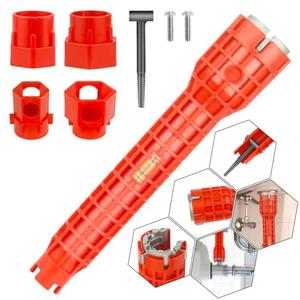 JORETLE 14 in 1 Faucet and Sink Installer,Faucet and Sink Wrench,Multifunctional Sink Wrench,Suitable for Installing Pipes under Bathrooms,Toilets,Kitchens,and Sinks（Red）