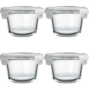 Glass Soup Storage Containers, Round Food Container with Airtight Lids, Glass Meal Prep Storage Reusable, 18 oz Leak-Proof Storage Containers, Microwave, Dishwasher, Frig Safe (4 Pack)
