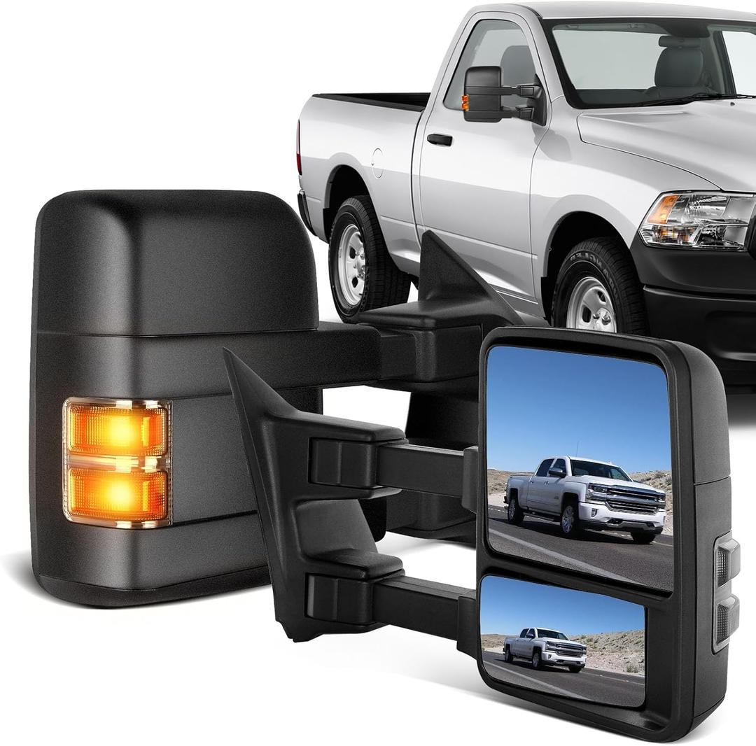 ECCPP Towing Mirror Right Passenger Side Mirror with Manual Operation Turn Signal Convex Glass Manual Folding Telescoping for Ford for F-250 for F-350 for F-450 for F-550 Super Duty 2008-2016, 21.26 x 14.96 x 14.96 inches