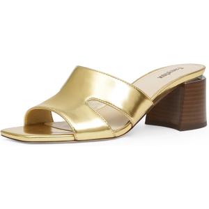 Open Toe Heeled Mules for Women Chunky Heel Sandals for Women 2025 (8, Gold) Open Toe Heeled Mules for Women Chunky Heel Sandals for Women 2025 (8, Gold)