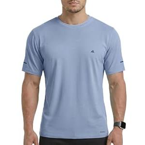GritGlacier Cooling Bamboo Viscose T-Shirt for Men, Moisture Wicking Lightweight Quick Dry Workout Tee for Hot Weather Polar Blue XL