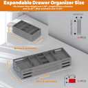 3 Tier Drawer Organizer - Expandable Junk Drawer Organizers Smart Office Supply Organizer, Folding Drawer Storage Multi-level Desk Organizer for Makeup,Jewelry,Cosmetics,Kitchen Storage (1 Row 3 Tier) (Grey)