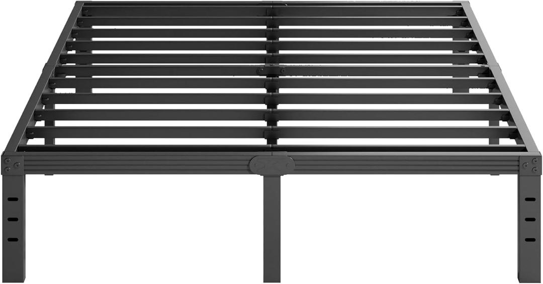 Furnitui 14 Inch High Metal Queen Bed Frame, Platform Bed Frame Queen Size No Box Spring Needed, Easy Assembly, Noise Free, Sturdy, Black