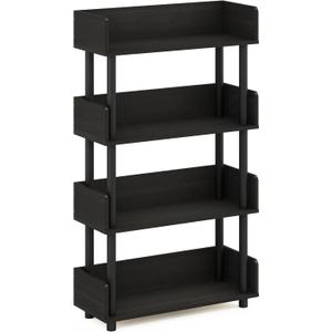 Furinno Turn-N-Tube 4-Tier Multipurposes Display Rack, Open Shelf Rack/Storage with Back & Side Panel, Espresso