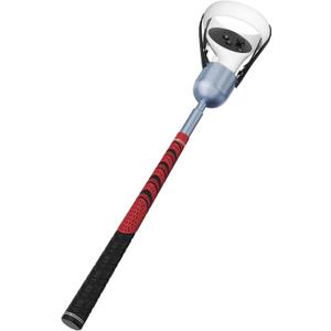 VR Golf Club Attachment for Meta Quest 2/Oculus Quest 2, Aluminum Quest 2 Golf Club Handle with Realistic Rubber Grip& 2 Straps, 1: 1 Molded Controller Adapter, Red