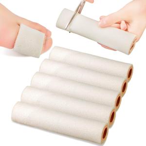 Tondiamo 6 Pieces Foam Toe Protector Sleeves Foam Bandages Tube Toe Cushion for Feet, Bunion, Hammer, Callus Corn, Bliste, Pain Relief (Large,Beige)