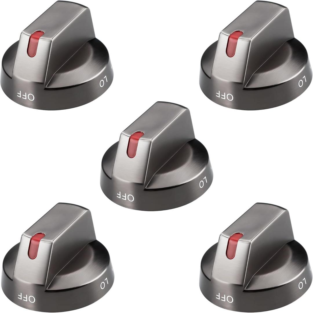 DG64-00473B Fit for Samsung Gas Stove Knobs Replacement, Compatible with Samsung Range Oven Stove Knobs NX58J5600SG/AA NX58J5600SG NX58J7750SG NX58K7850SG NX58M6850SG NX58R5601SG Pack of 5