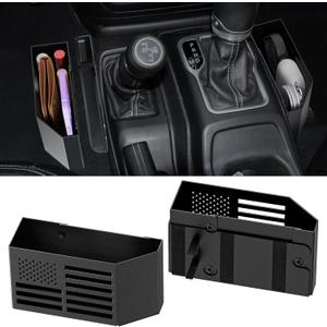 Upgraded Metal Magnetic Center Console Organizer for Jeep Wrangler JL/JLU/4XE 2018-2025 & Gladiator JT 2025 2024 2023 2022 2021 2020 Accessories Gear Shift Storage Box, Flag (Not for JK/JKU)