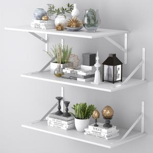 Deep Floating Shelves for Wall Set of 3, 24W x 12 Inch Deep White Floating Shelves, Wide Floating Wall Mounted Shelves for Living Room, Kitchen, Office, Bedroom, Bathroom, Laundry Room
