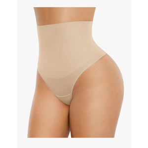FeelinGirl Thong Skin Shapewear for Women Tummy Control Mid Waisted Body Shaper Underwear Seamless Body Shaper Panties S, 