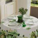 XCHI Green Hats Shamrock Coins St. Patrick's Day Tablecloth Round Table Cloth Washable Table Covers for Indoor Outdoor Dining Home Party Decorations 70x70 Inch
