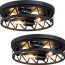 14 inch Black Flush Mount Ceiling Light Fixture, 4-Light Light Fixtures Ceiling Mount for Hallway Hall, Kitchen, Farmhouse (Pack of 2)