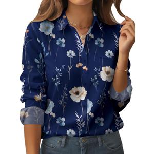 Zeagoo Womens Button Down Shirt Long Sleeve Blouse Business Work Tops Dressy Casual Floral Printed Outfits with Pocket (XX-Large, Bf318)